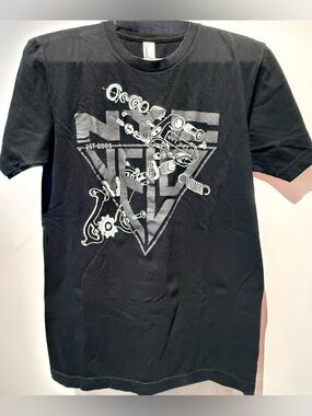 Black Graphic Men’s T-Shirt with Mechanical Illustration Nyc Velo